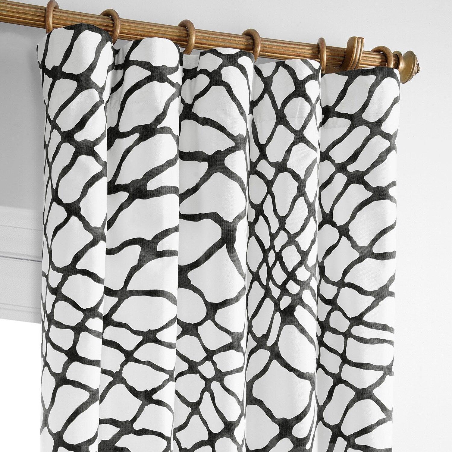 Ellis Black Abstract Printed Cotton Room Darkening Curtain - Image 2