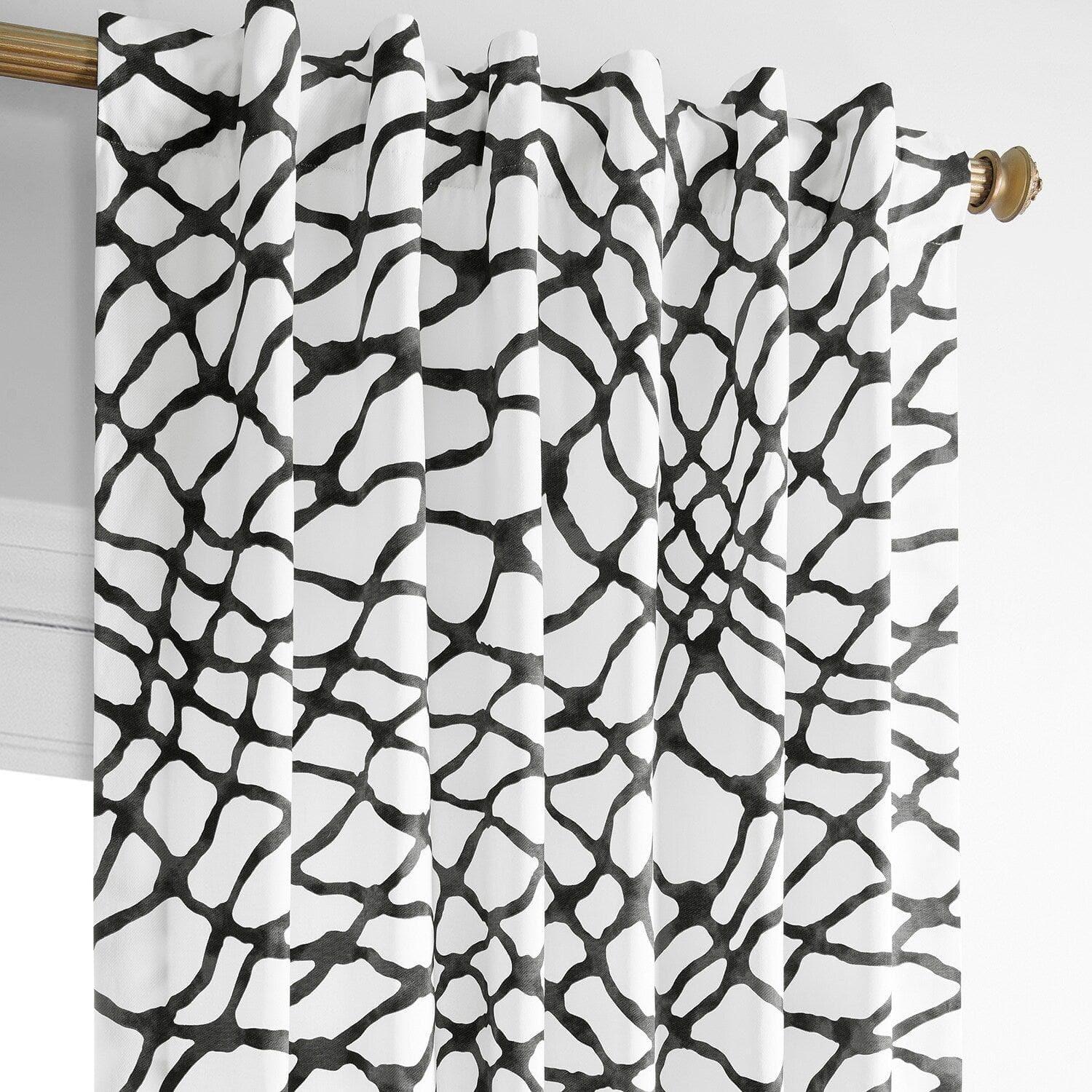 Ellis Black Abstract Printed Cotton Room Darkening Curtain - Image 3