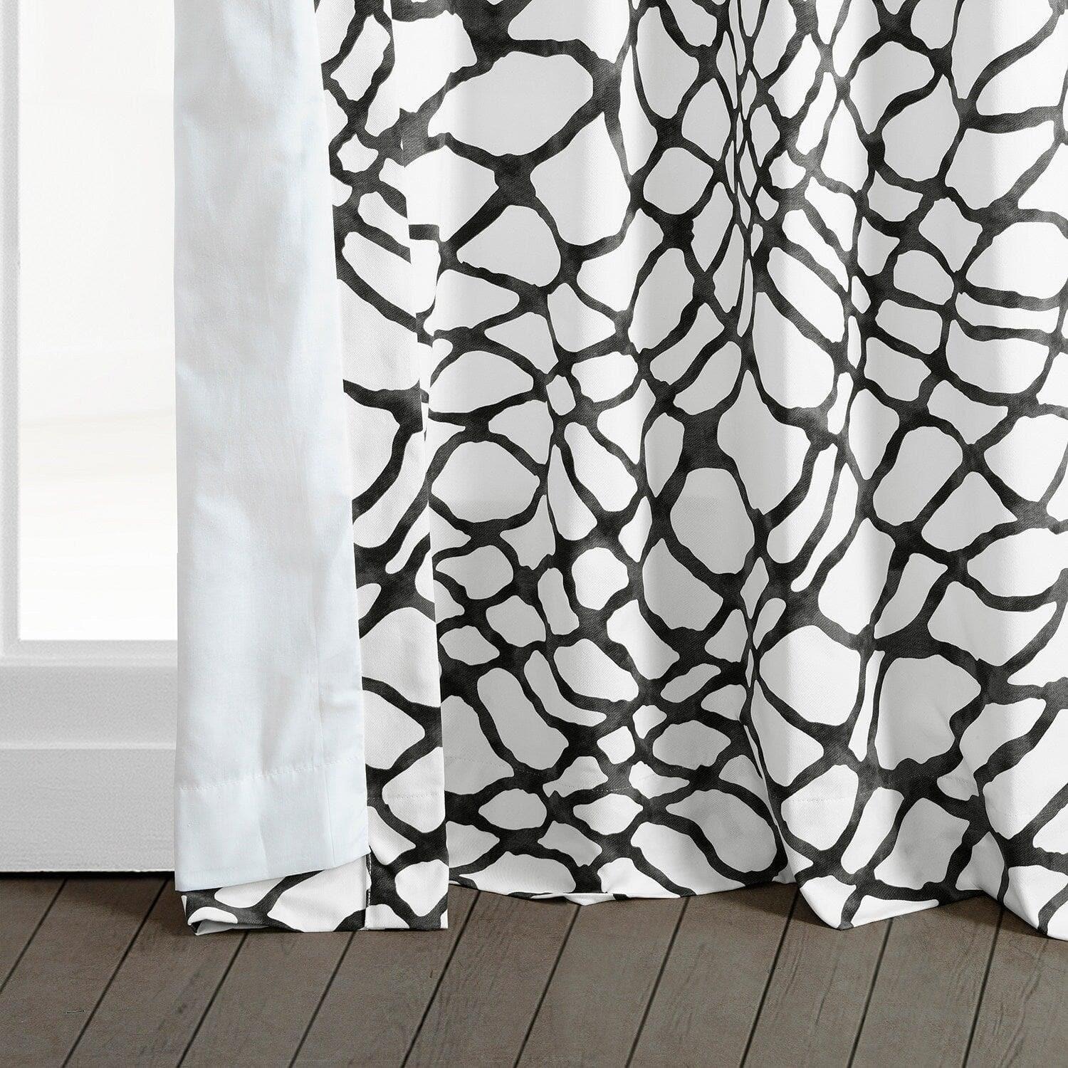Ellis Black Abstract Printed Cotton Room Darkening Curtain - Image 5