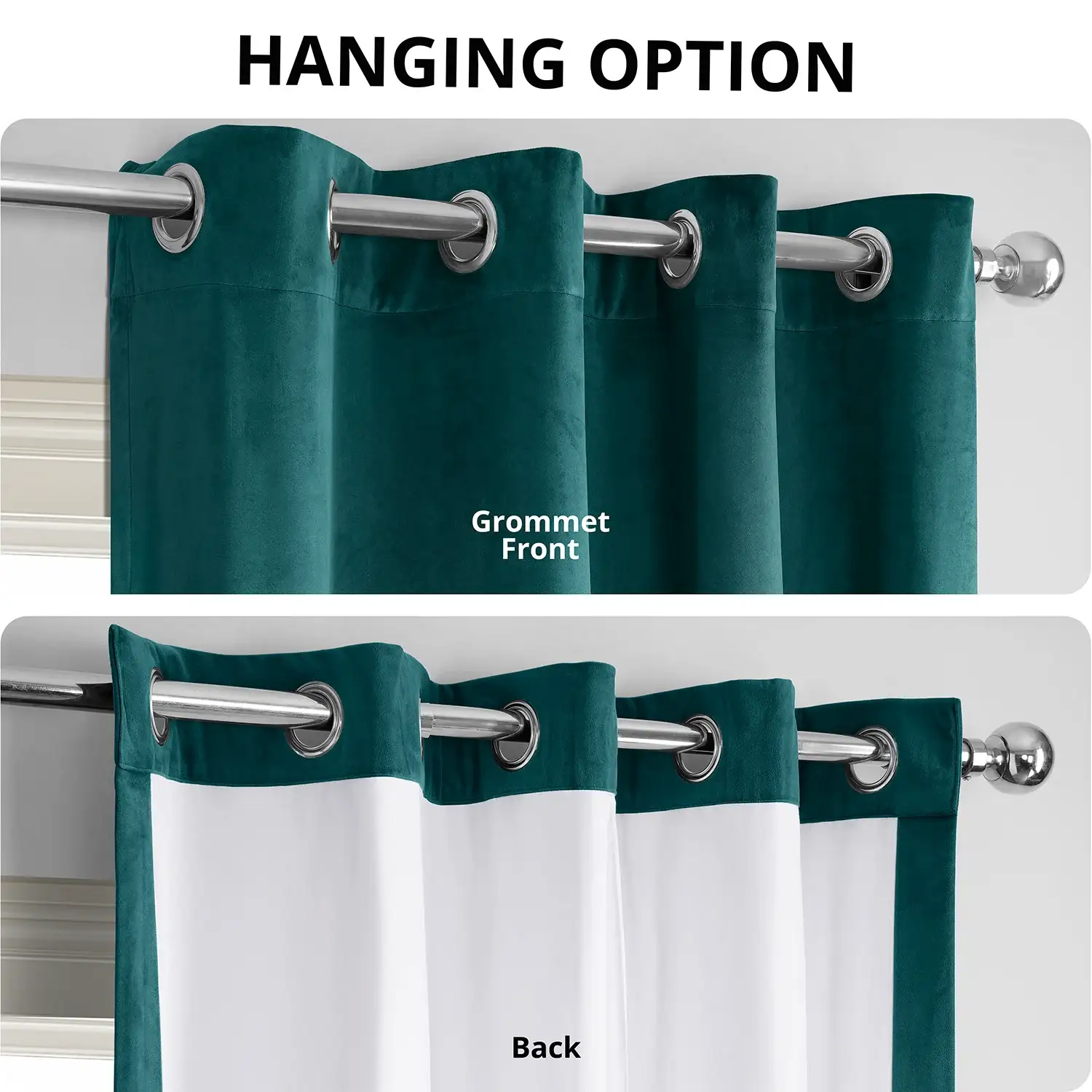 Everglade Teal Grommet Signature Velvet Blackout Curtain - Image 2