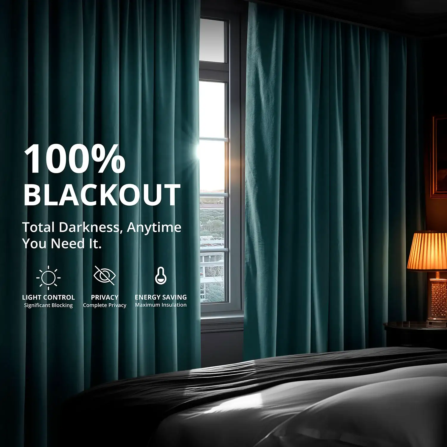 Everglade Teal Grommet Signature Velvet Blackout Curtain - Image 4