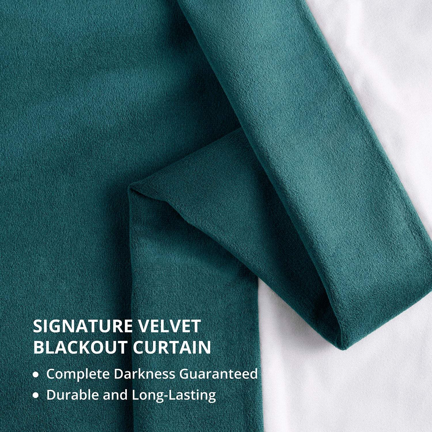 Everglade Teal Grommet Signature Velvet Blackout Curtain - Image 5