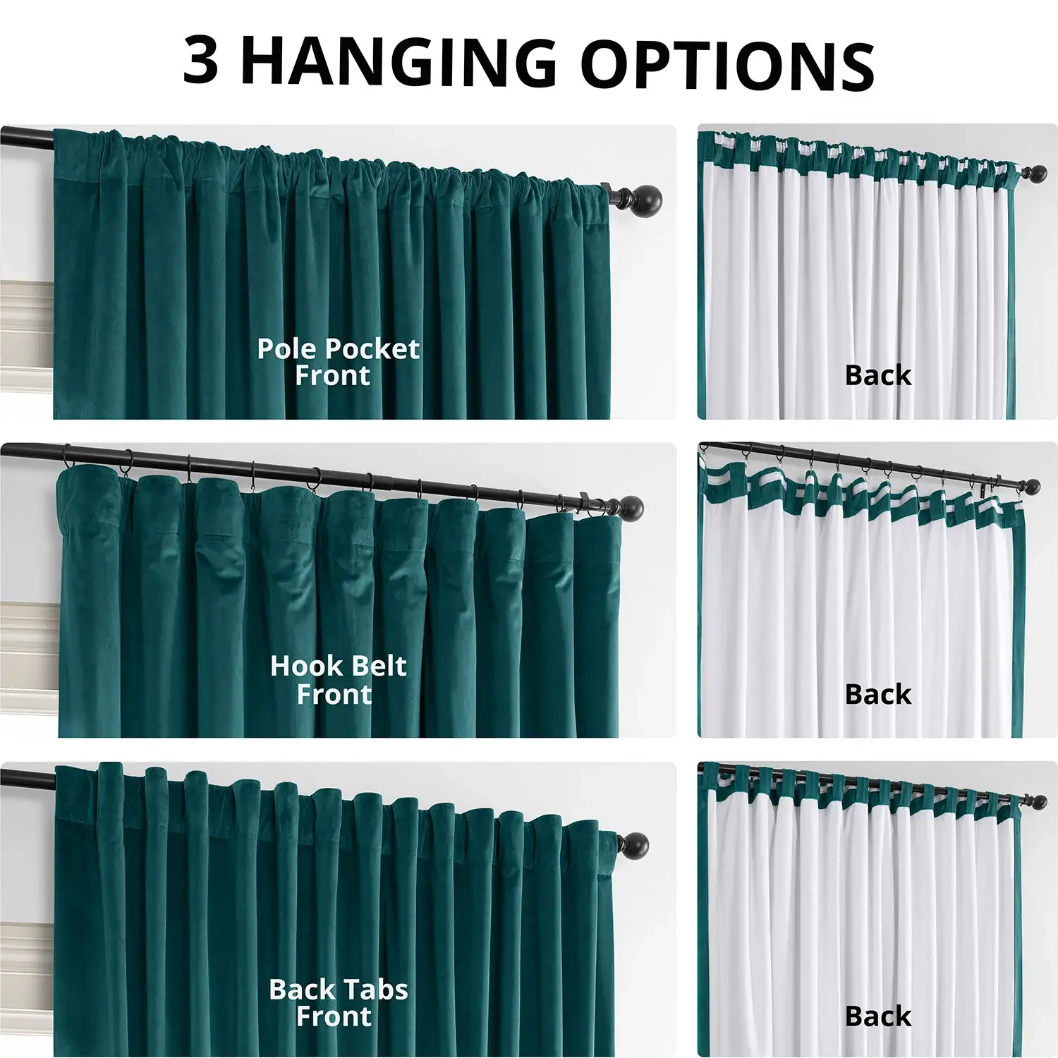 Everglade Teal Signature Extra Wide Velvet Blackout Curtain - Image 2