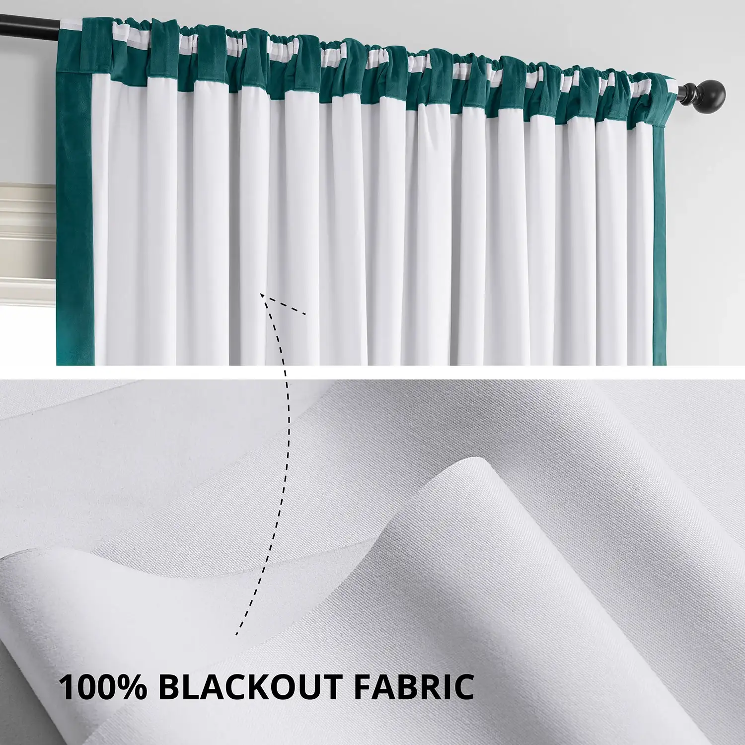 Everglade Teal Signature Extra Wide Velvet Blackout Curtain - Image 3