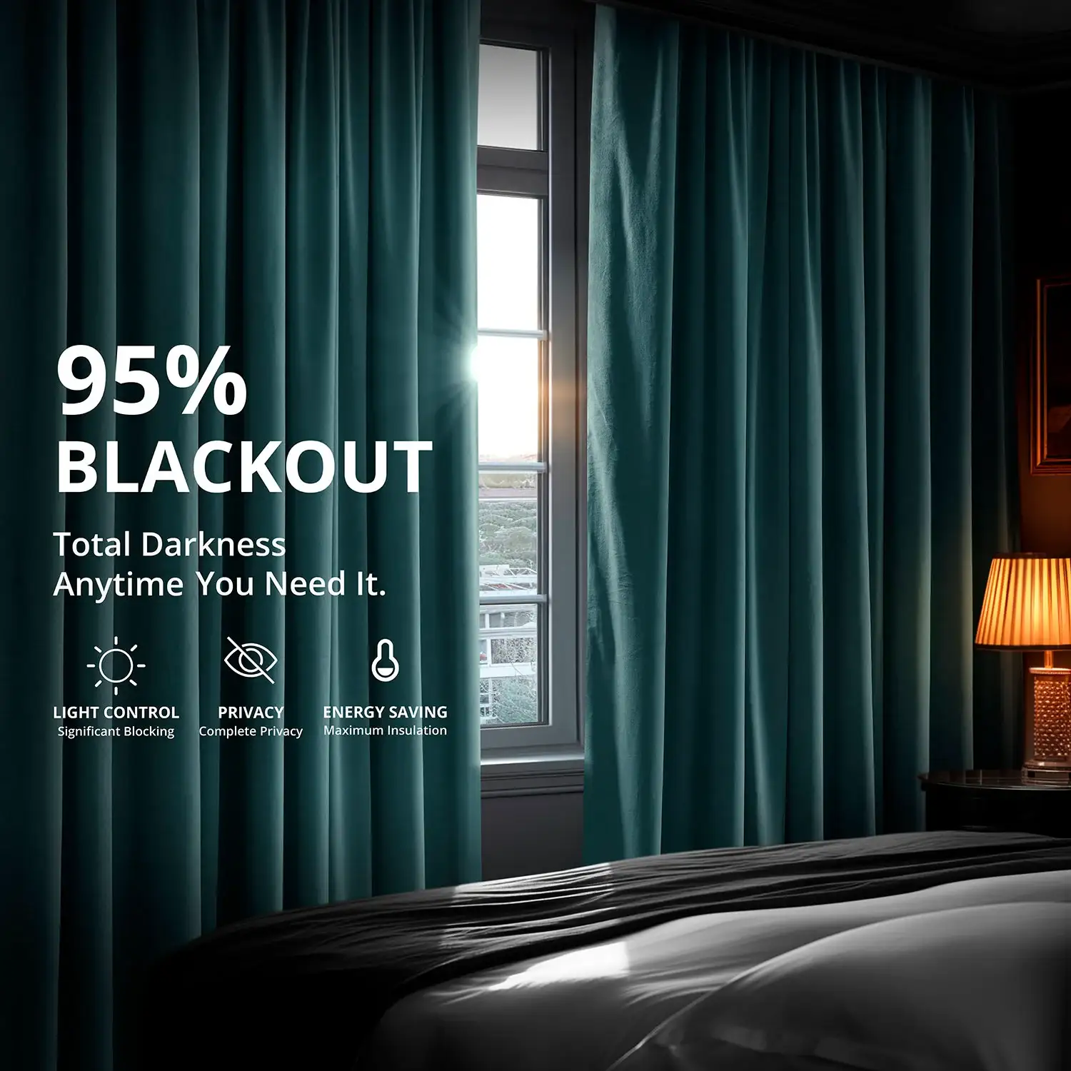 Everglade Teal Signature Extra Wide Velvet Blackout Curtain - Image 4