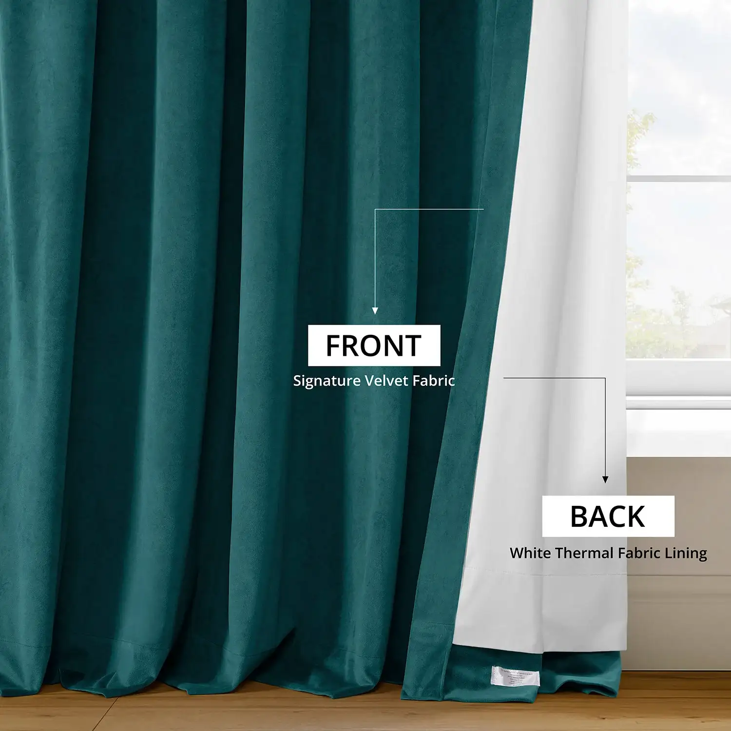 Everglade Teal Signature Extra Wide Velvet Blackout Curtain - Image 6