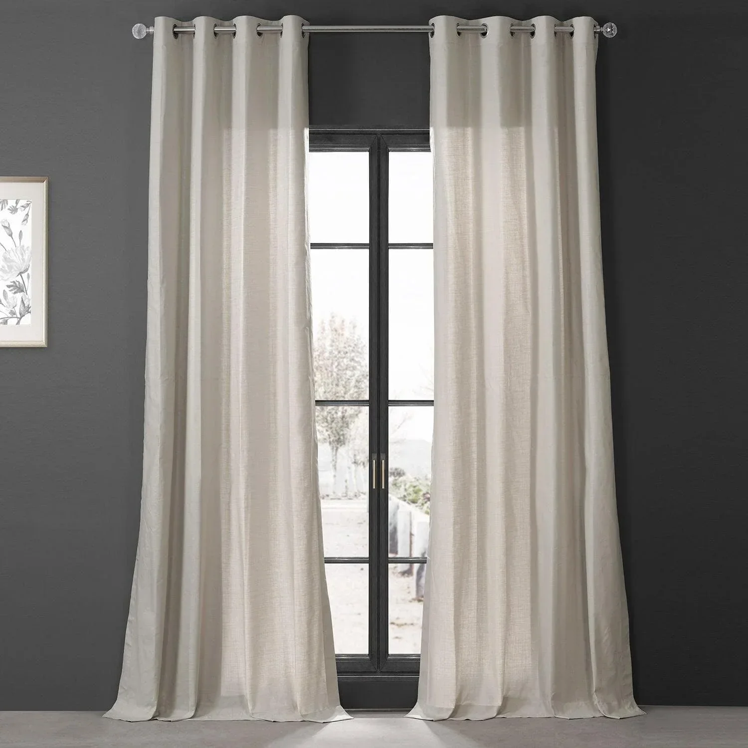 Fable Beige Grommet Dune Textured Cotton Semi-Sheer Curtain Pair (2 Panels)