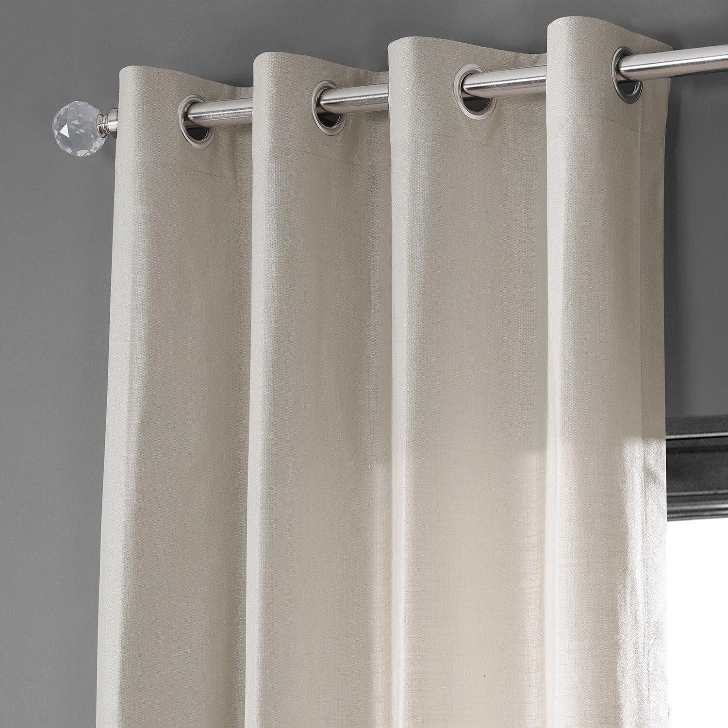 Fable Beige Grommet Dune Textured Cotton Semi-Sheer Curtain Pair (2 Panels) - Image 2