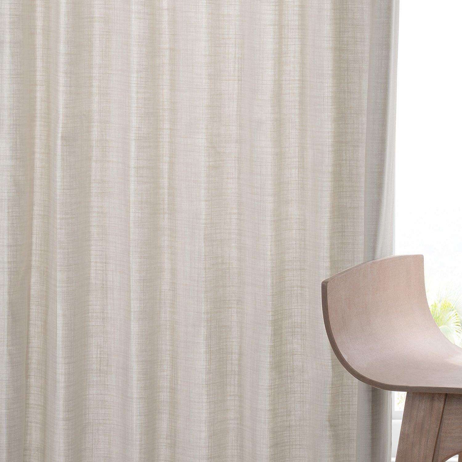 Fable Beige Grommet Dune Textured Cotton Semi-Sheer Curtain Pair (2 Panels) - Image 5