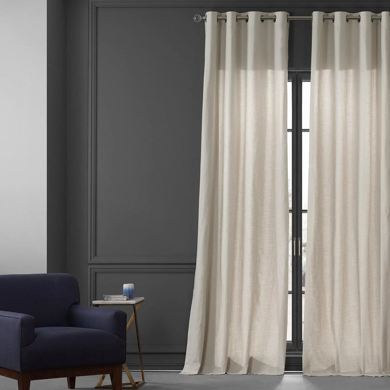 Fable Beige Grommet Dune Textured Cotton Semi-Sheer Curtain Pair (2 Panels) - Image 6