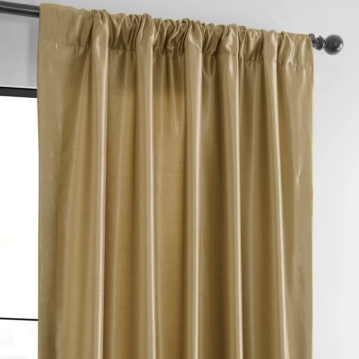 Flax Gold Vintage Textured Faux Dupioni Silk Custom Curtain - Image 4