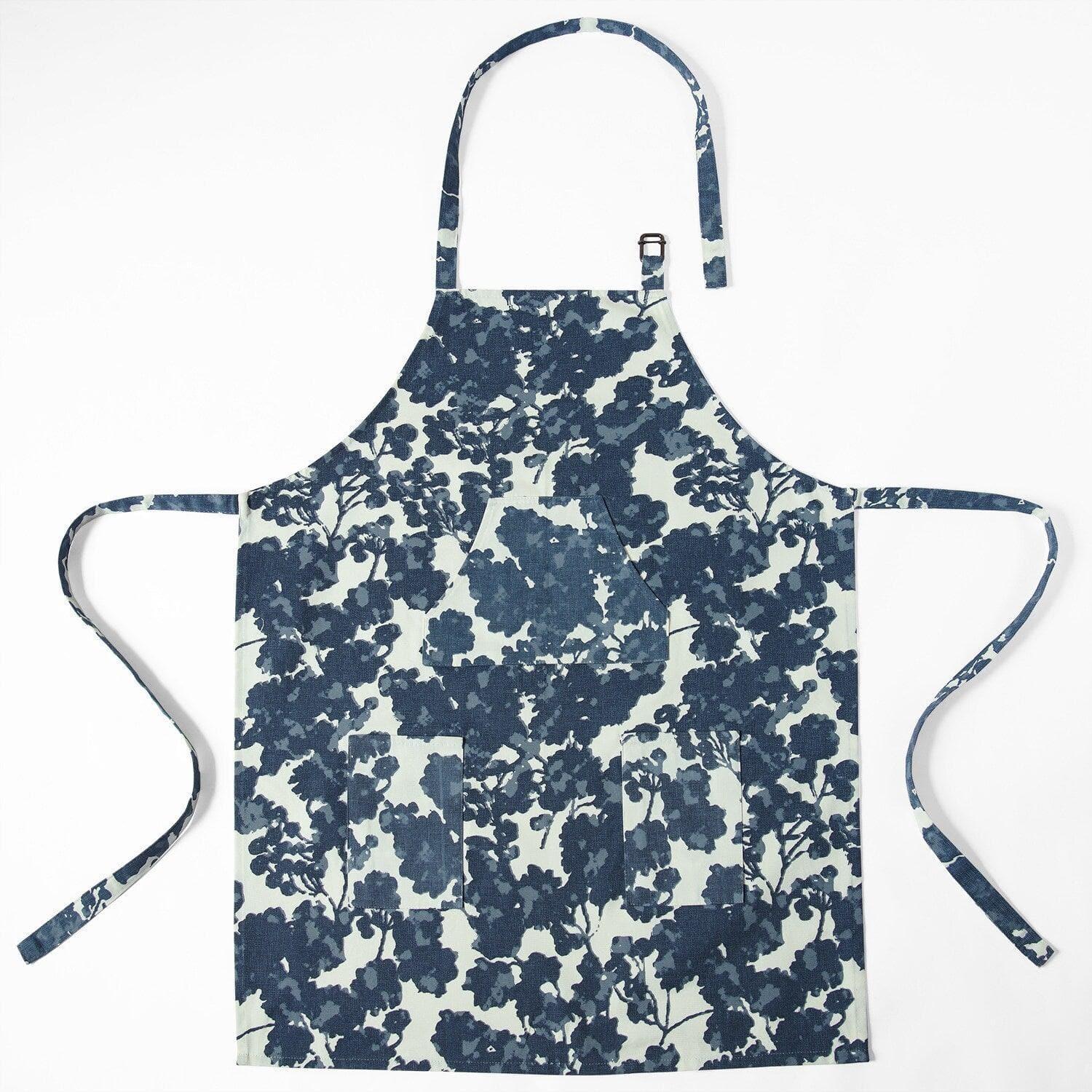Fleur Blue Floral Printed Cotton Apron - Image 4