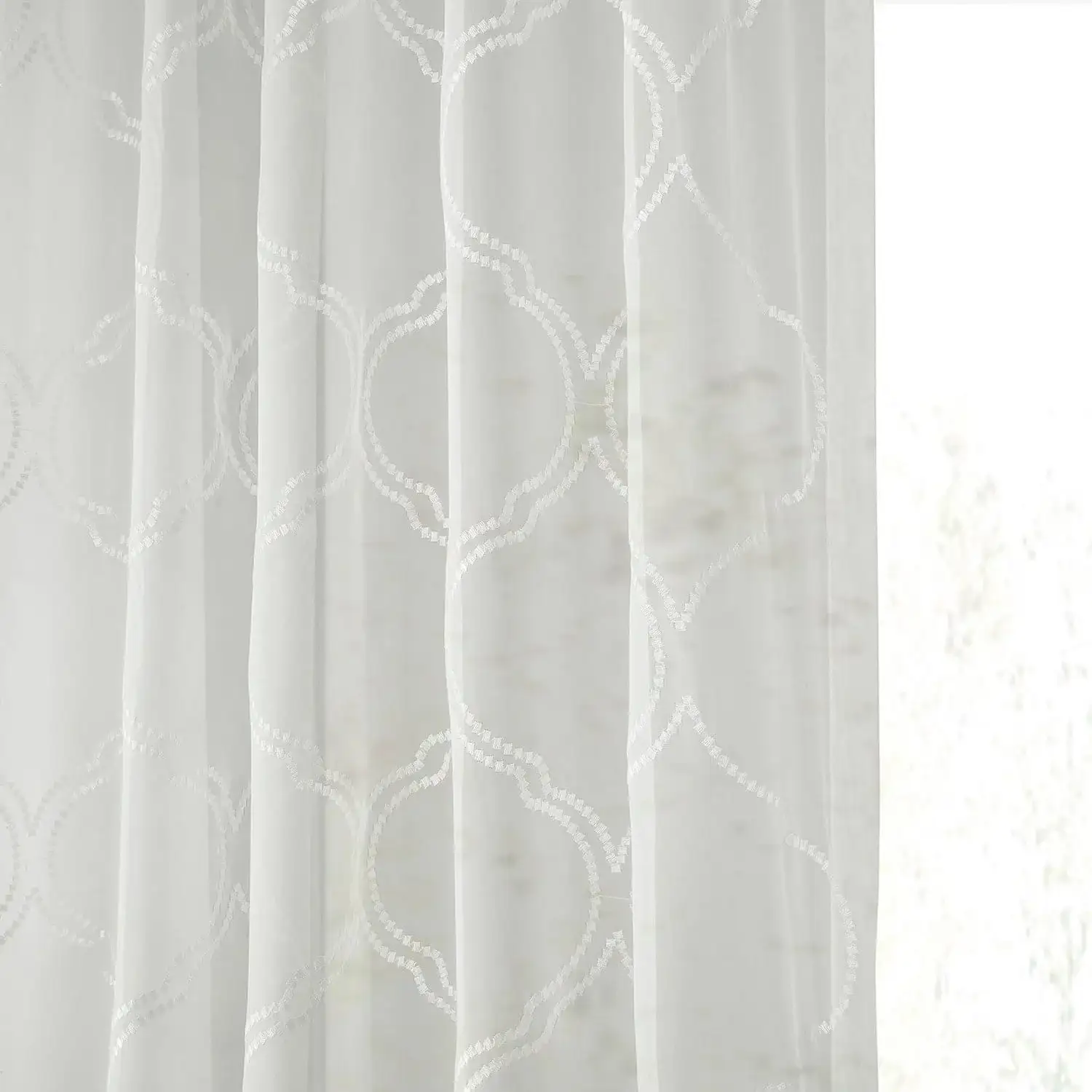 Florentina White Embroidered Geometric Sheer Curtain - Image 4