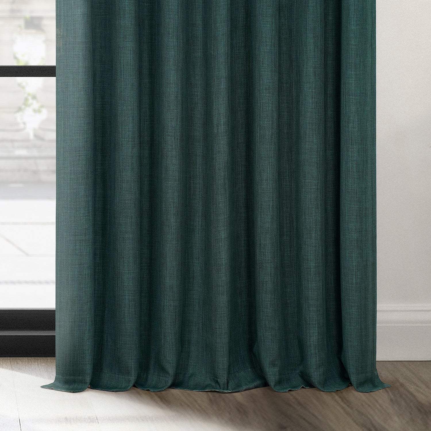 Focal Green Textured Faux Linen Custom Curtain - Image 3