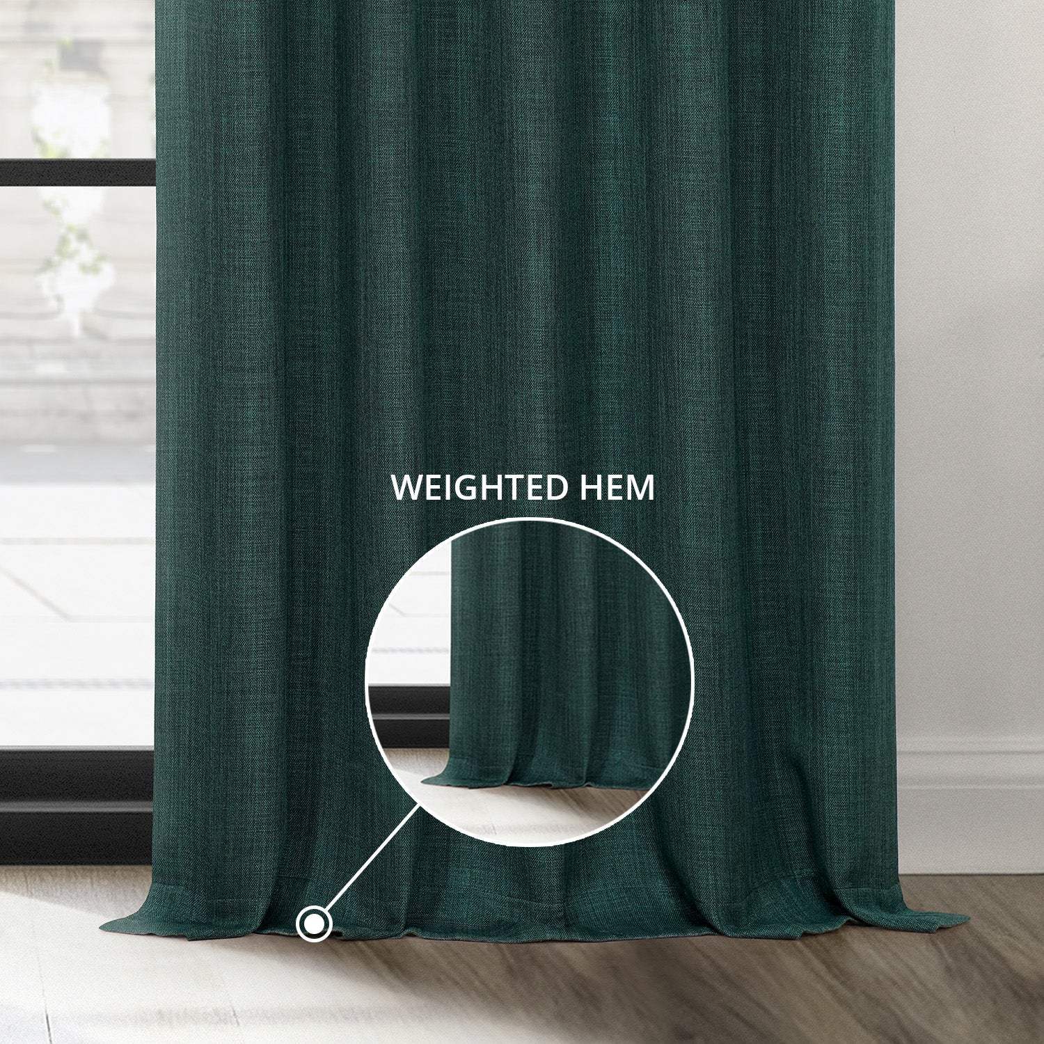 Focal Green Textured Faux Linen Custom Curtain - Image 4