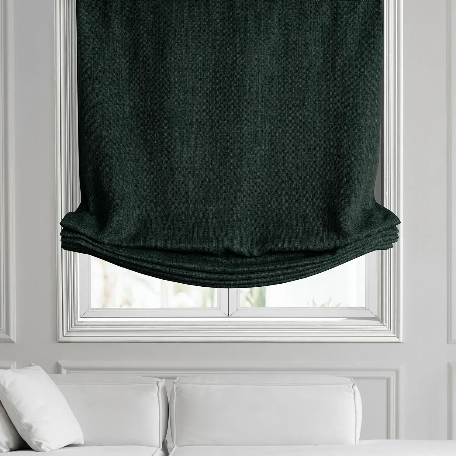 Focal Green Textured Faux Linen Roman Shade - Image 2