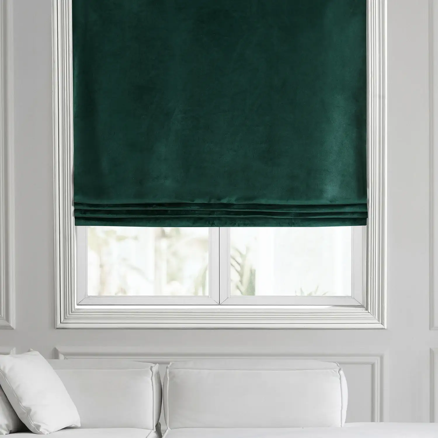 Forestry Green Heritage Plush Velvet Roman Shade