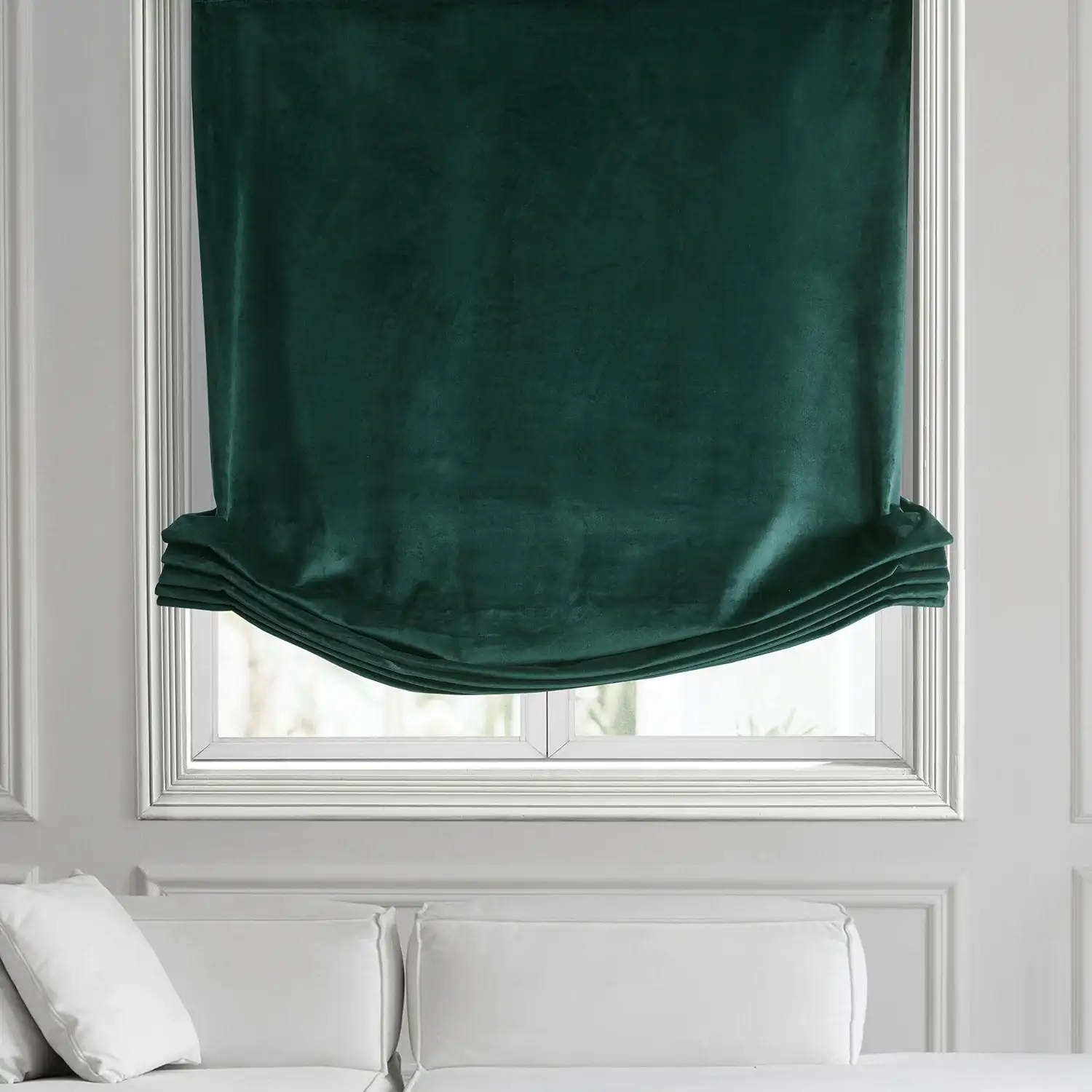 Forestry Green Heritage Plush Velvet Roman Shade - Image 2