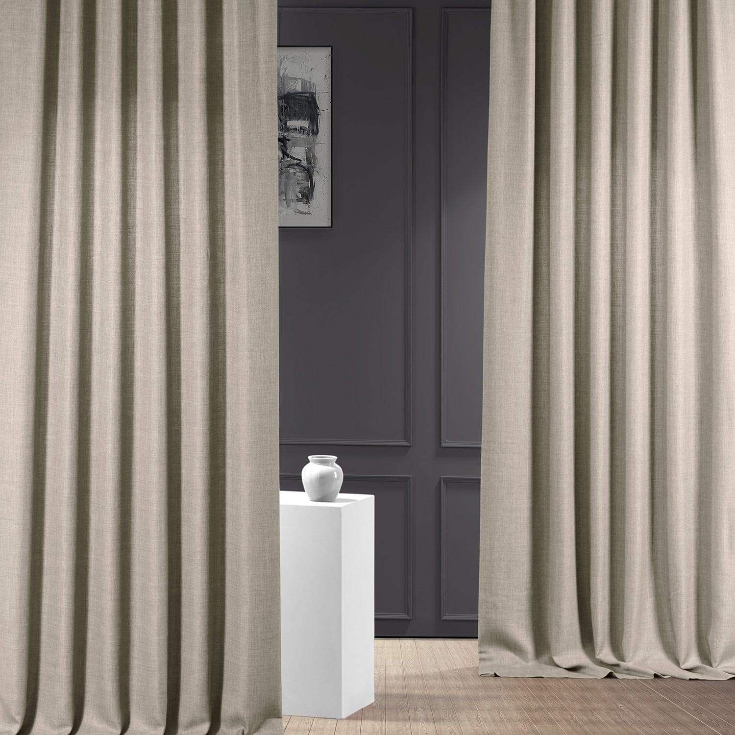 Fossil Grey Italian Faux Linen Custom Curtain