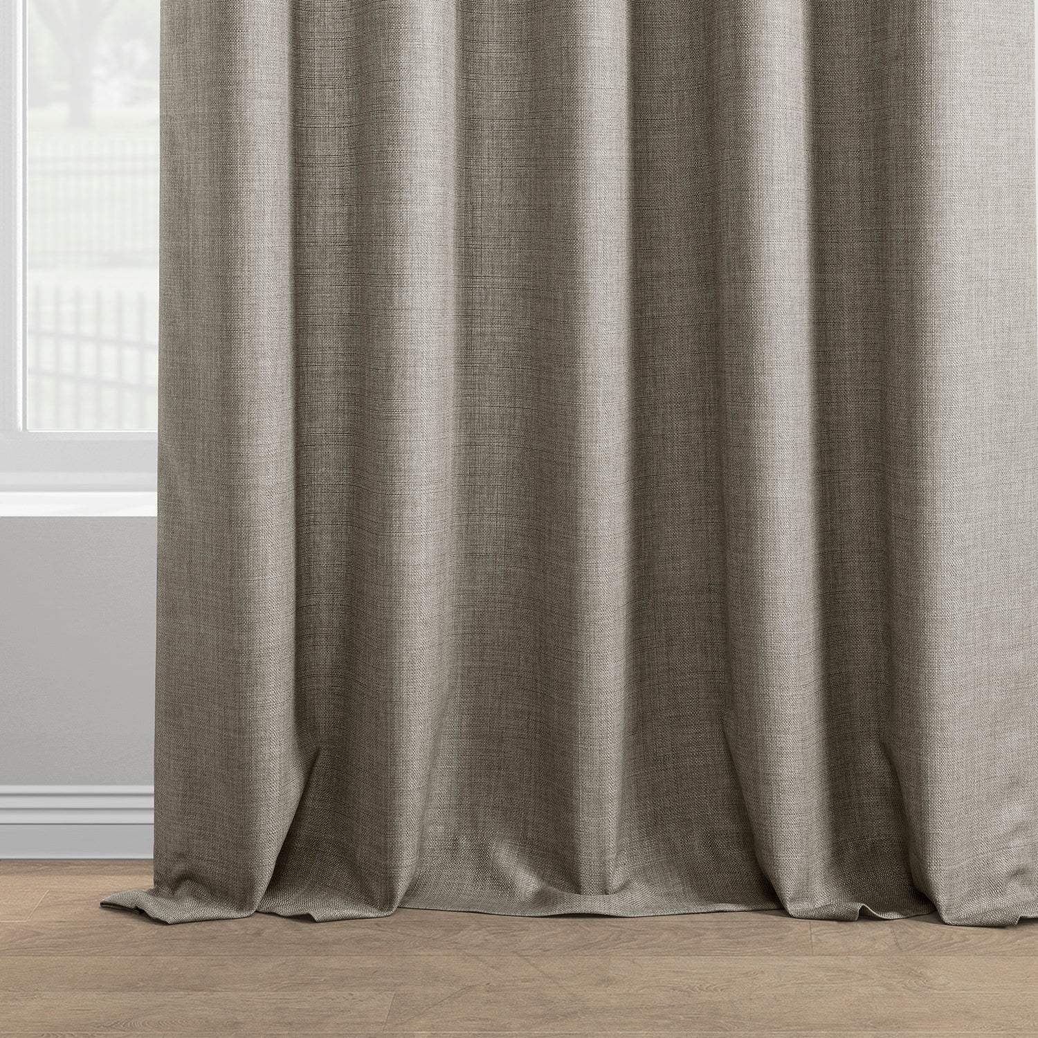 Fossil Grey Italian Faux Linen Custom Curtain - Image 3