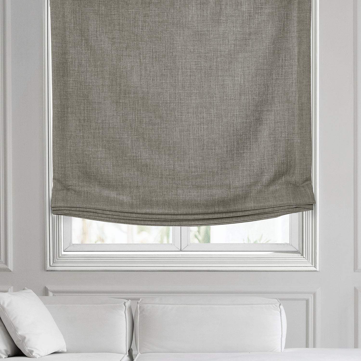 Fossil Grey Italian Faux Linen Roman Shade - Image 2