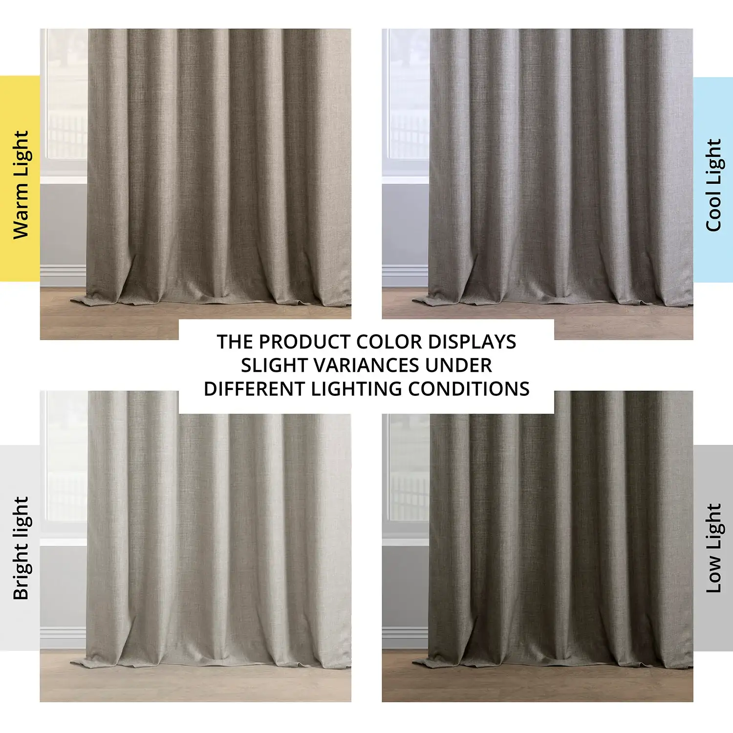Fossil Grey Italian Faux Linen Room Darkening Curtain - Image 7