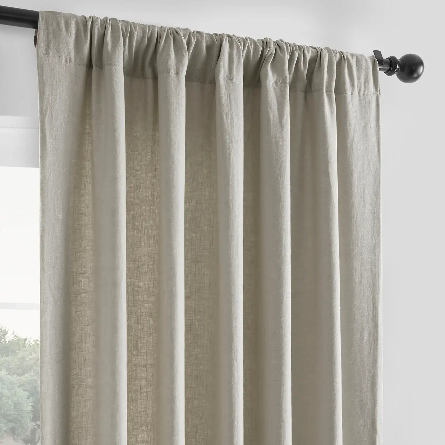 Fresh Khaki French Linen Custom Curtain - Image 4