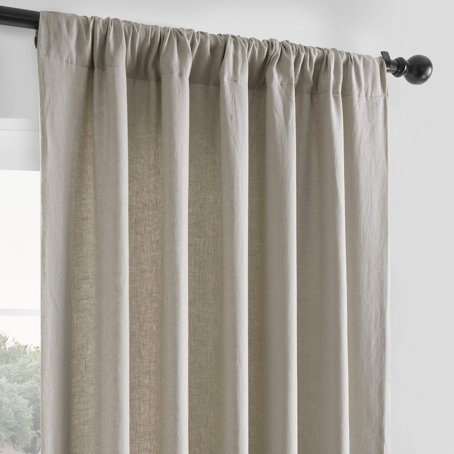 Fresh Khaki French Linen Room Darkening Curtain - Image 4