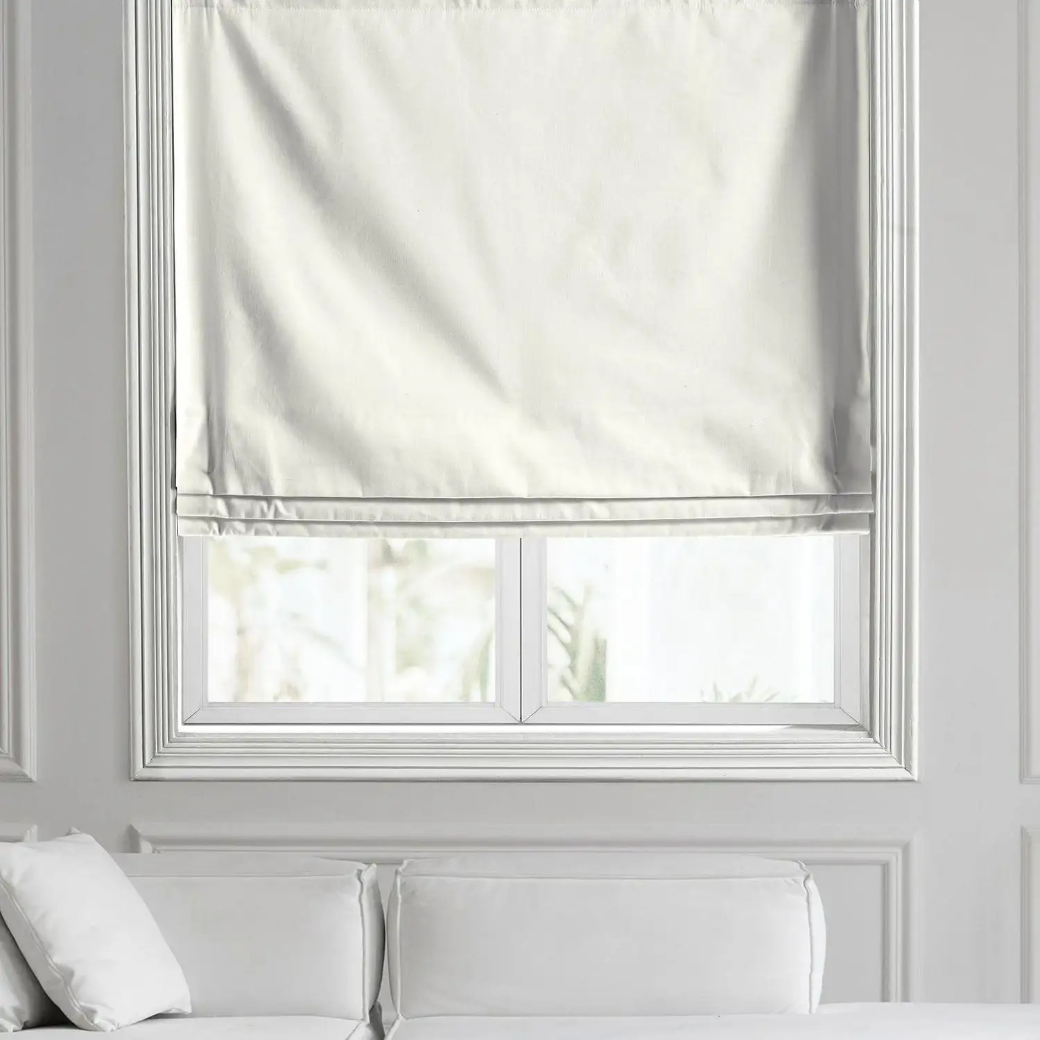 Fresh Popcorn Solid Cotton Roman Shade