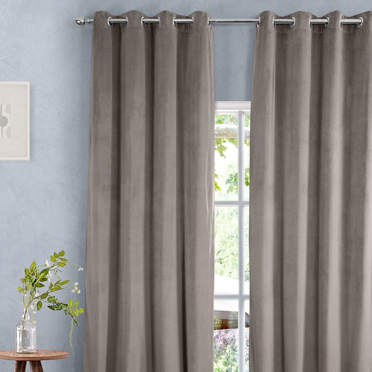 Gallery Taupe Heritage Plush Velvet Custom Curtain