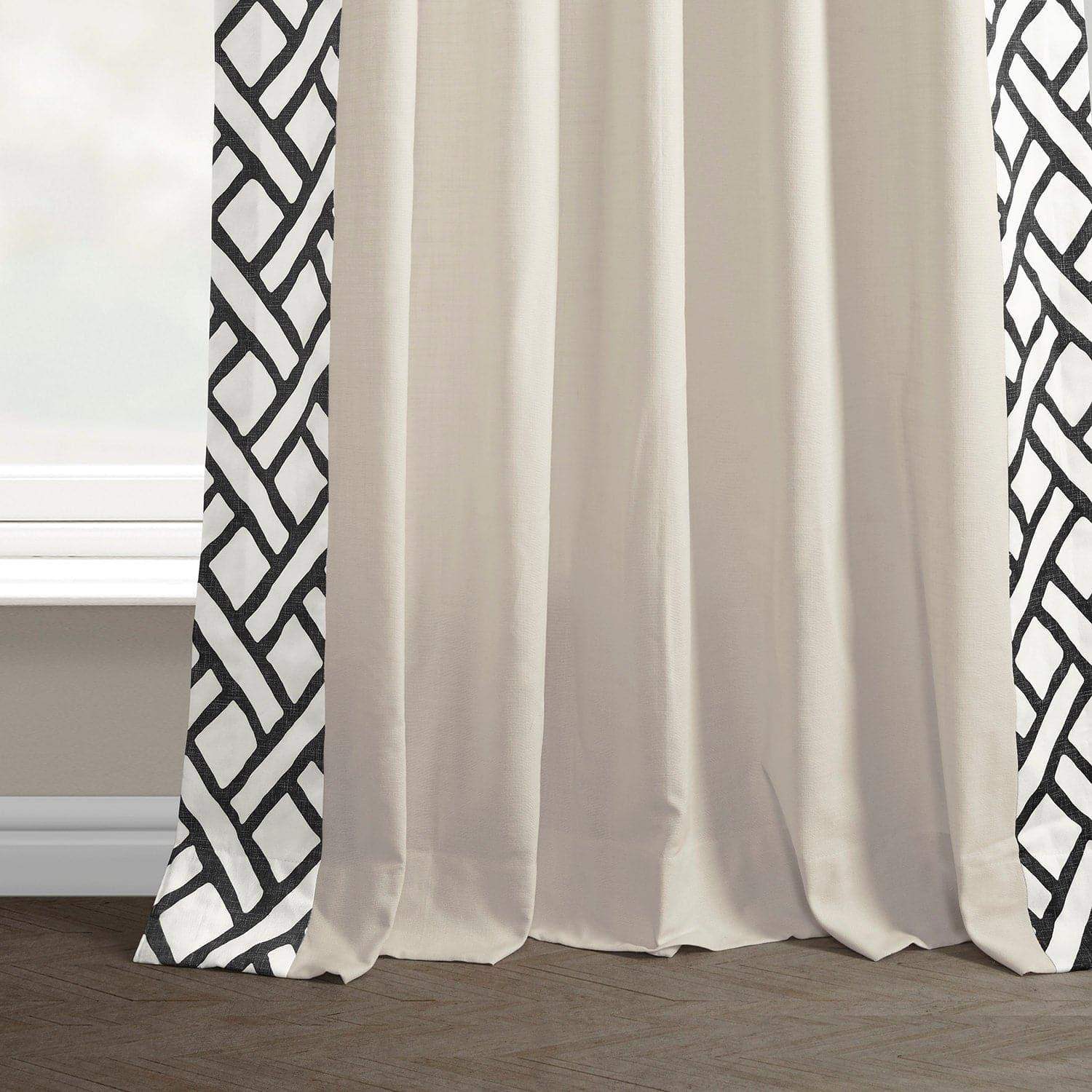 Garden Path Black Bordered Cotton Curtain - Image 5