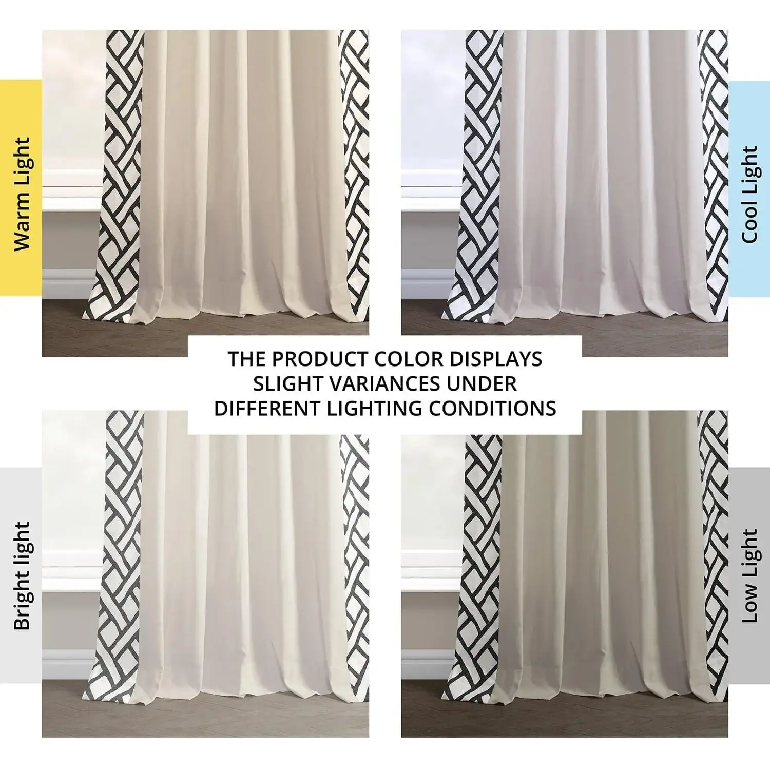 Garden Path Black Bordered Cotton Curtain - Image 6