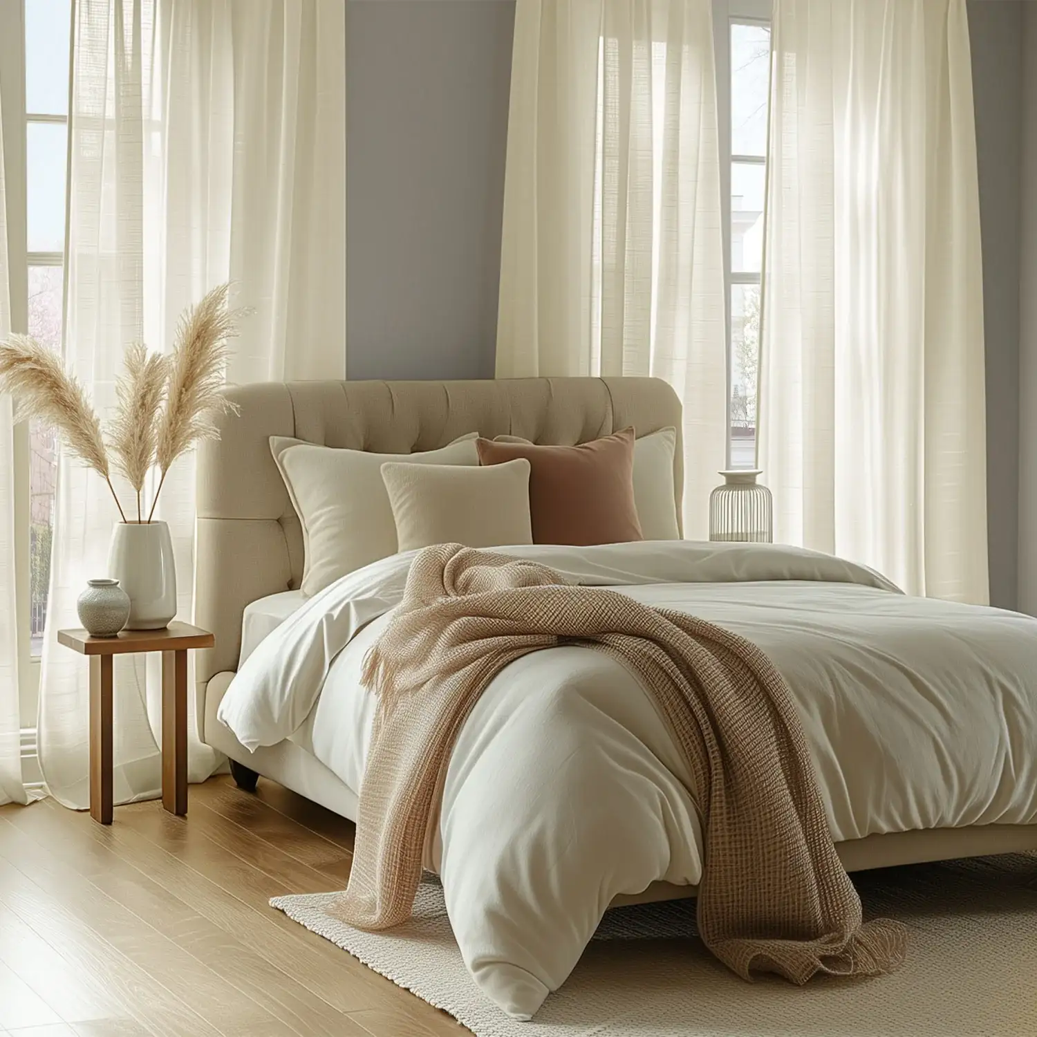 Gardenia Textured Faux Linen Sheer Custom Curtain