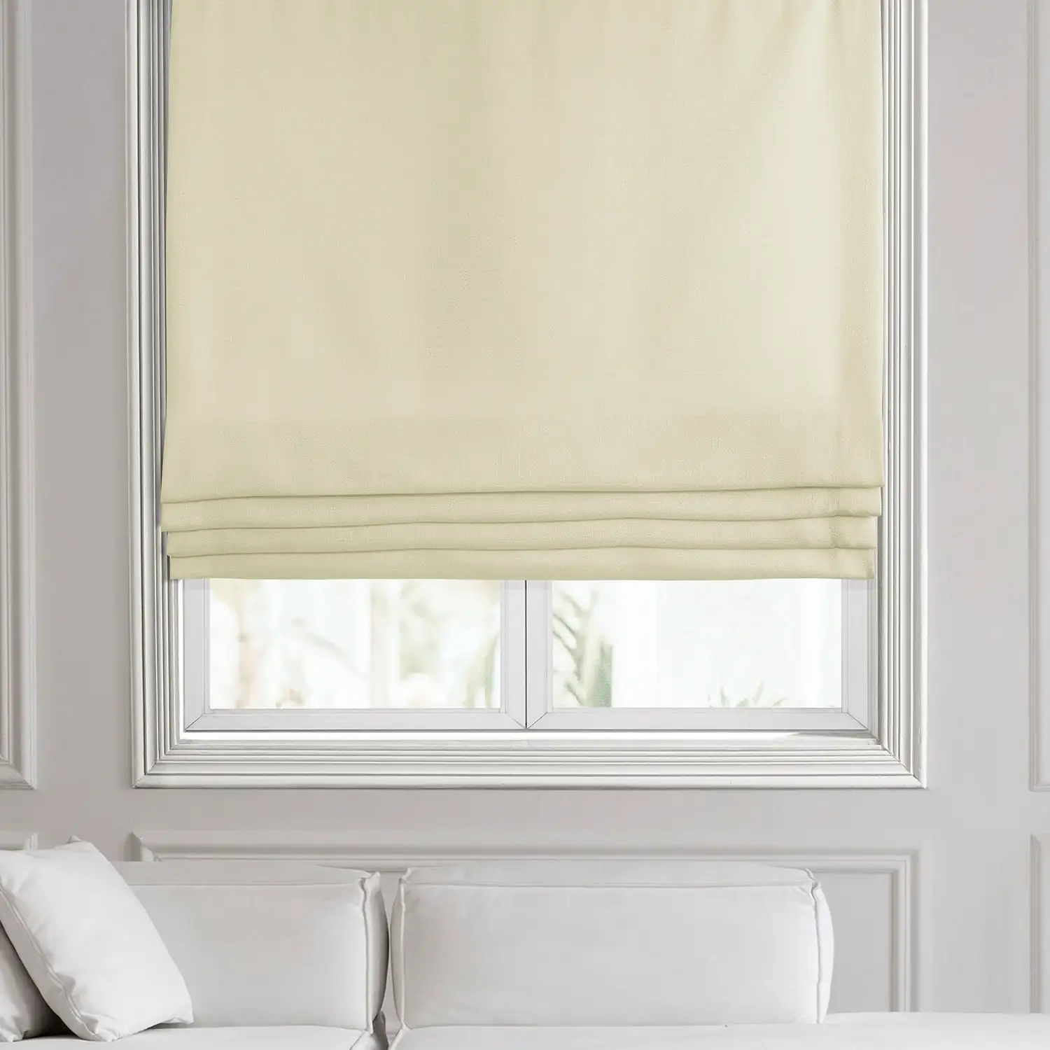 Gravity Ivory Italian Faux Linen Roman Shade