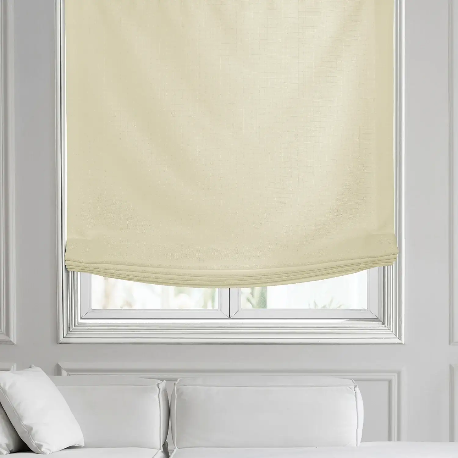 Gravity Ivory Italian Faux Linen Roman Shade - Image 2