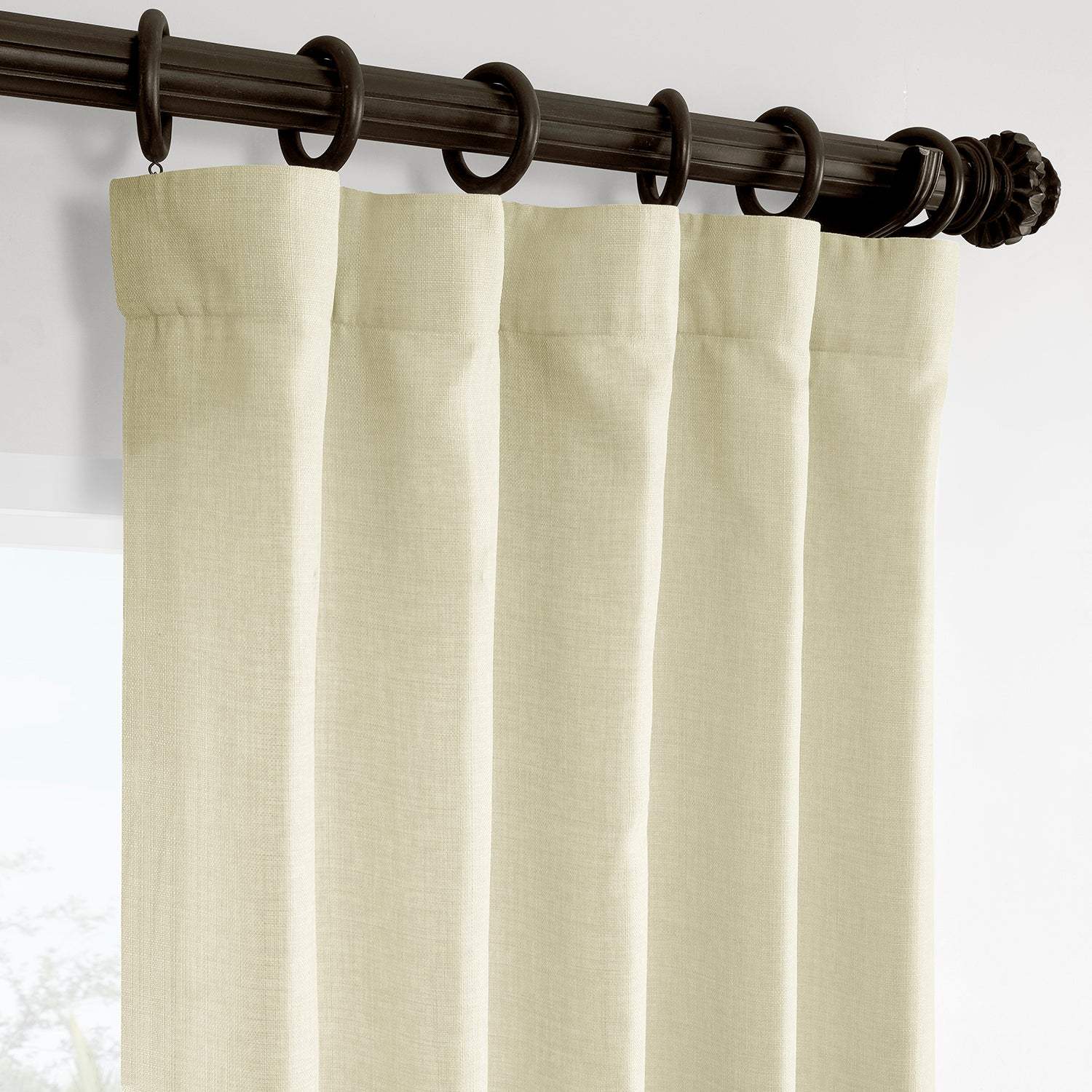 Gravity Ivory Italian Faux Linen Room Darkening Curtain - Image 2