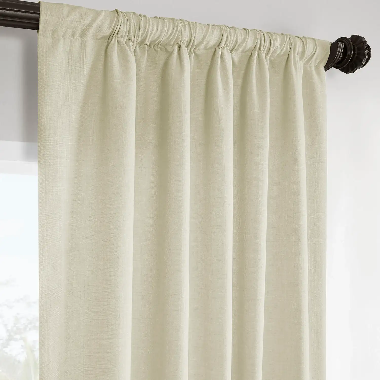 Gravity Ivory Italian Faux Linen Room Darkening Curtain - Image 4