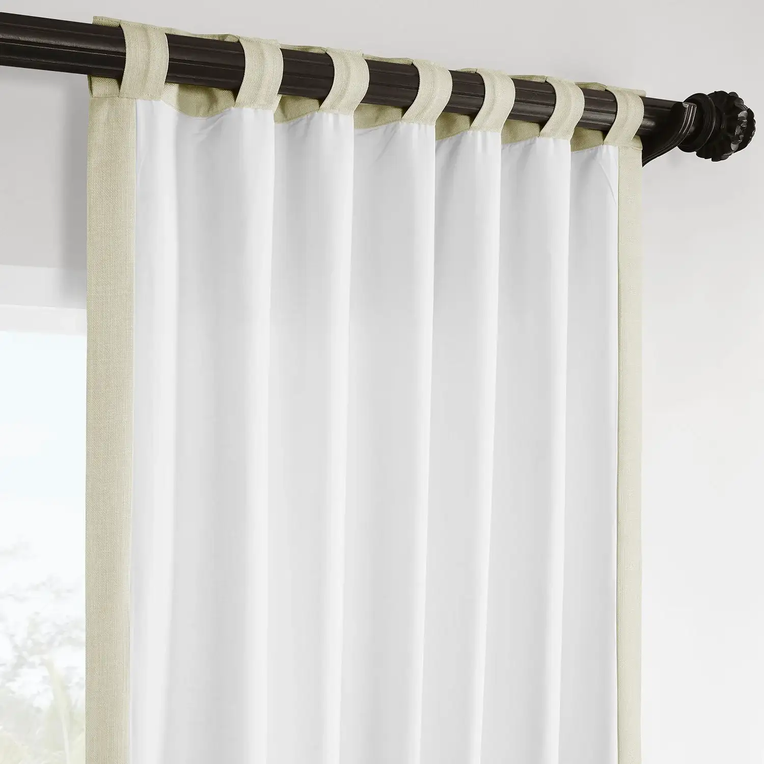 Gravity Ivory Italian Faux Linen Room Darkening Curtain - Image 5