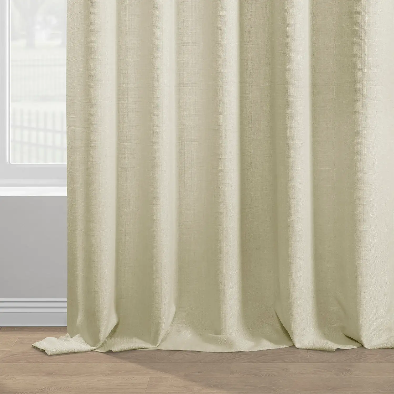 Gravity Ivory Italian Faux Linen Room Darkening Curtain - Image 6