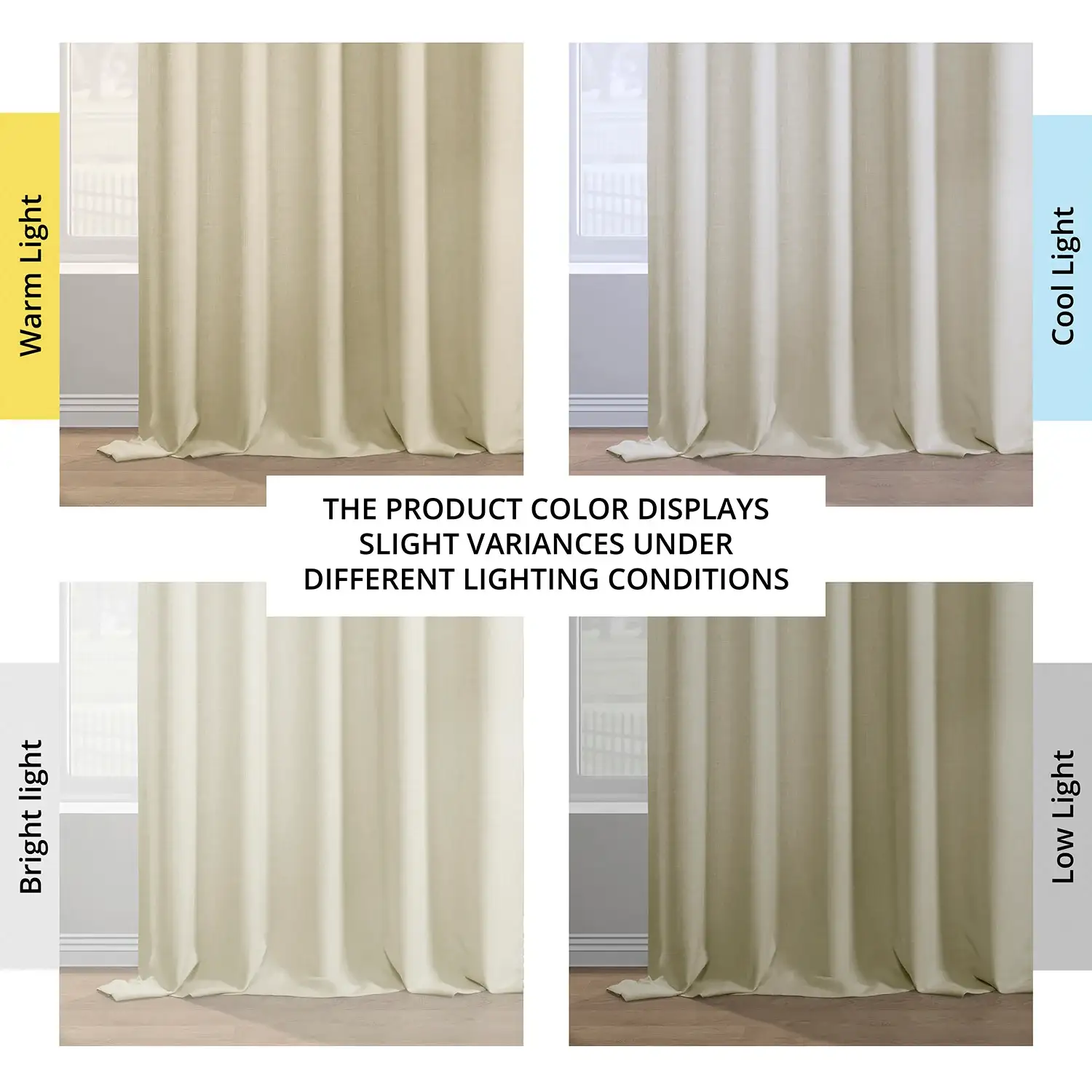 Gravity Ivory Italian Faux Linen Room Darkening Curtain - Image 7