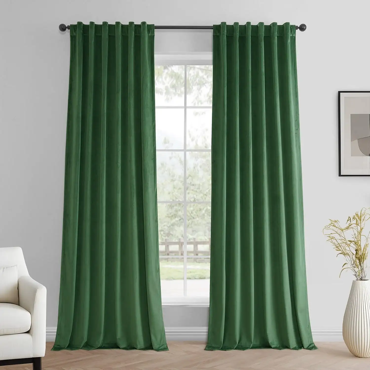 Green Simply Velvet Room Darkening Curtain Pair (2 Panels)