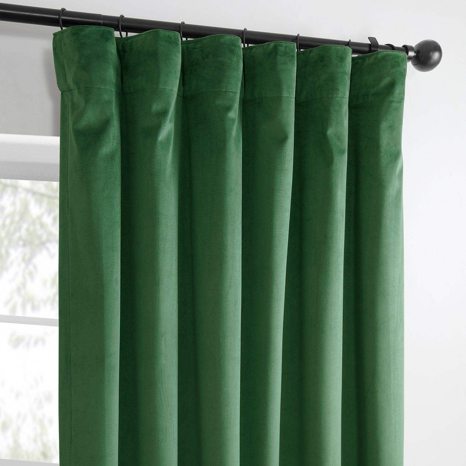 Green Simply Velvet Room Darkening Curtain Pair (2 Panels) - Image 2