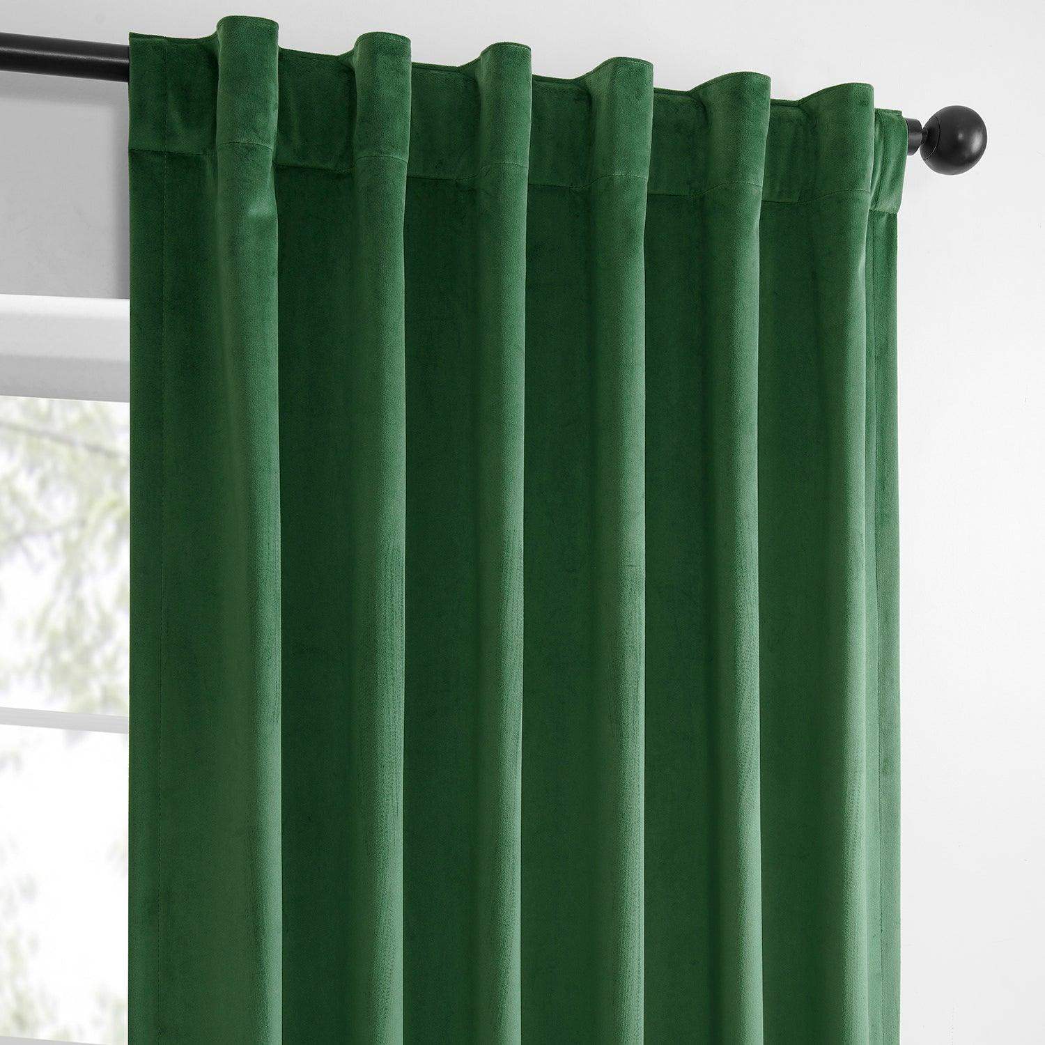 Green Simply Velvet Room Darkening Curtain Pair (2 Panels) - Image 3