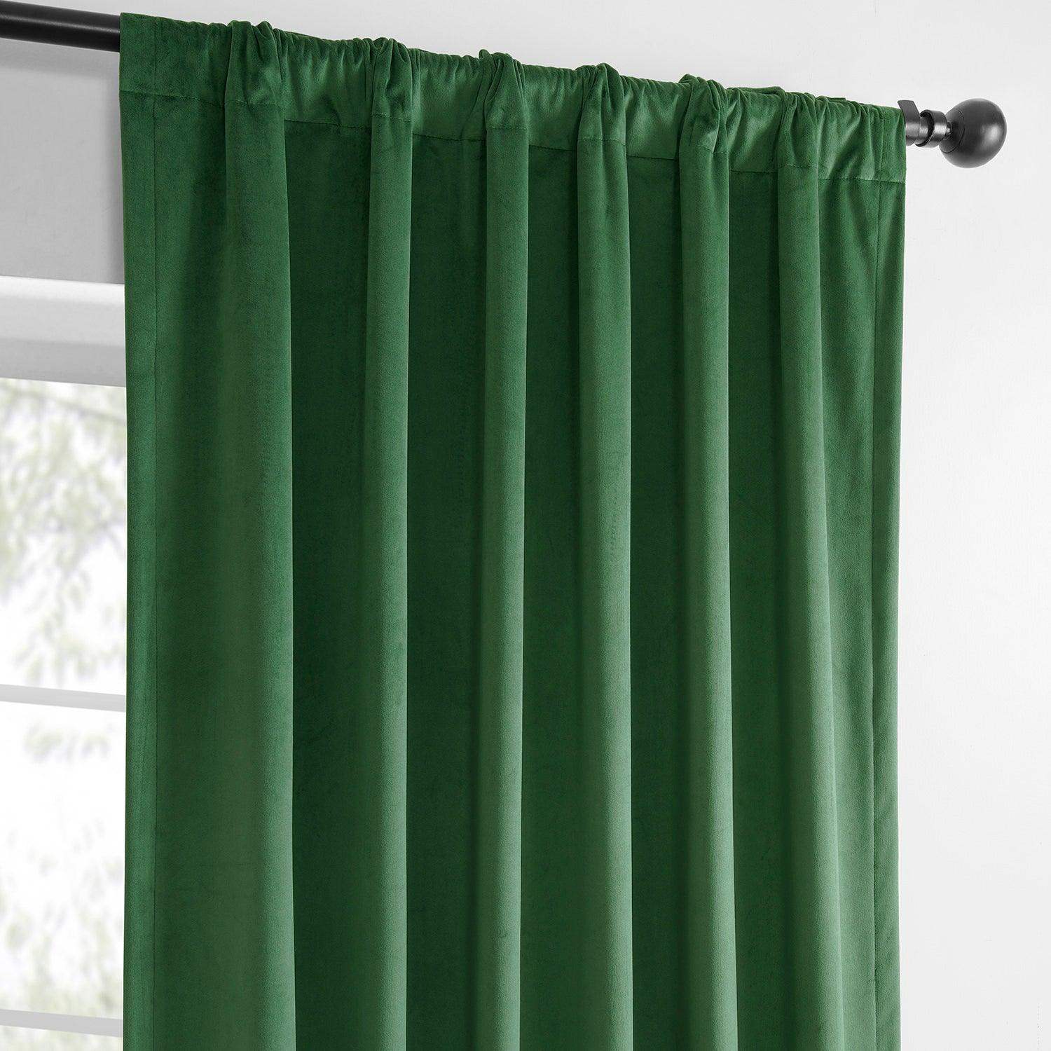 Green Simply Velvet Room Darkening Curtain Pair (2 Panels) - Image 4