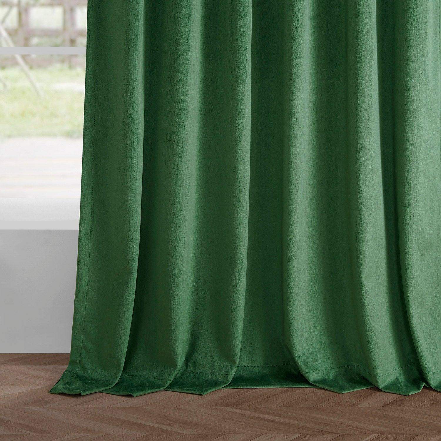 Green Simply Velvet Room Darkening Curtain Pair (2 Panels) - Image 5