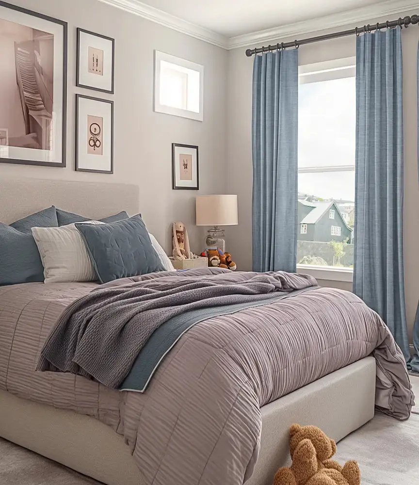 Gulf Blue Bellino Textured Faux Linen Custom Curtain - Image 4