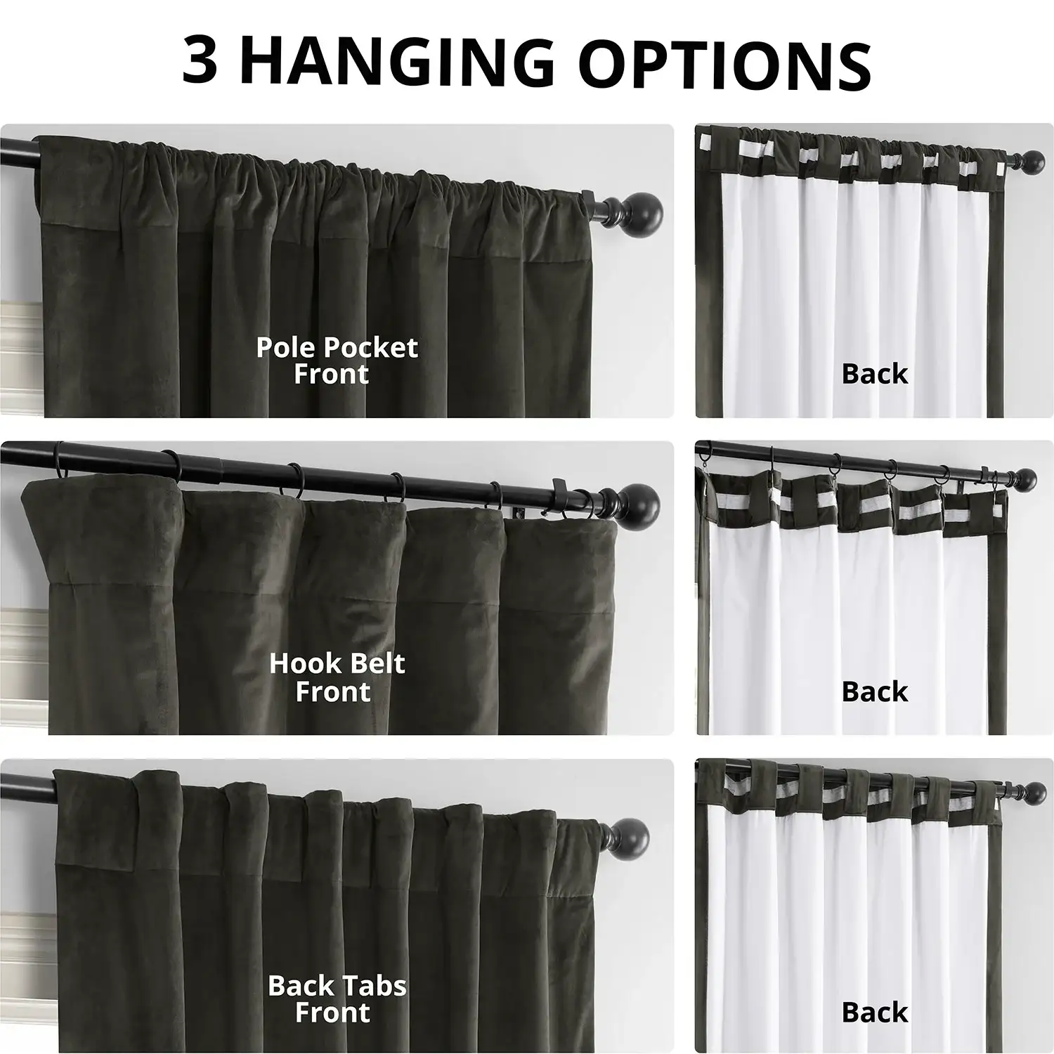 Gunmetal Grey Signature Velvet Blackout Curtain - Image 2
