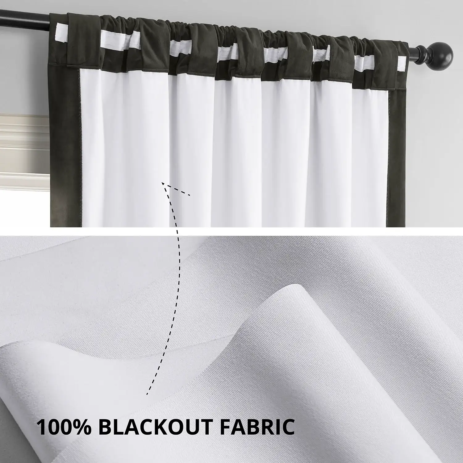 Gunmetal Grey Signature Velvet Blackout Curtain - Image 3