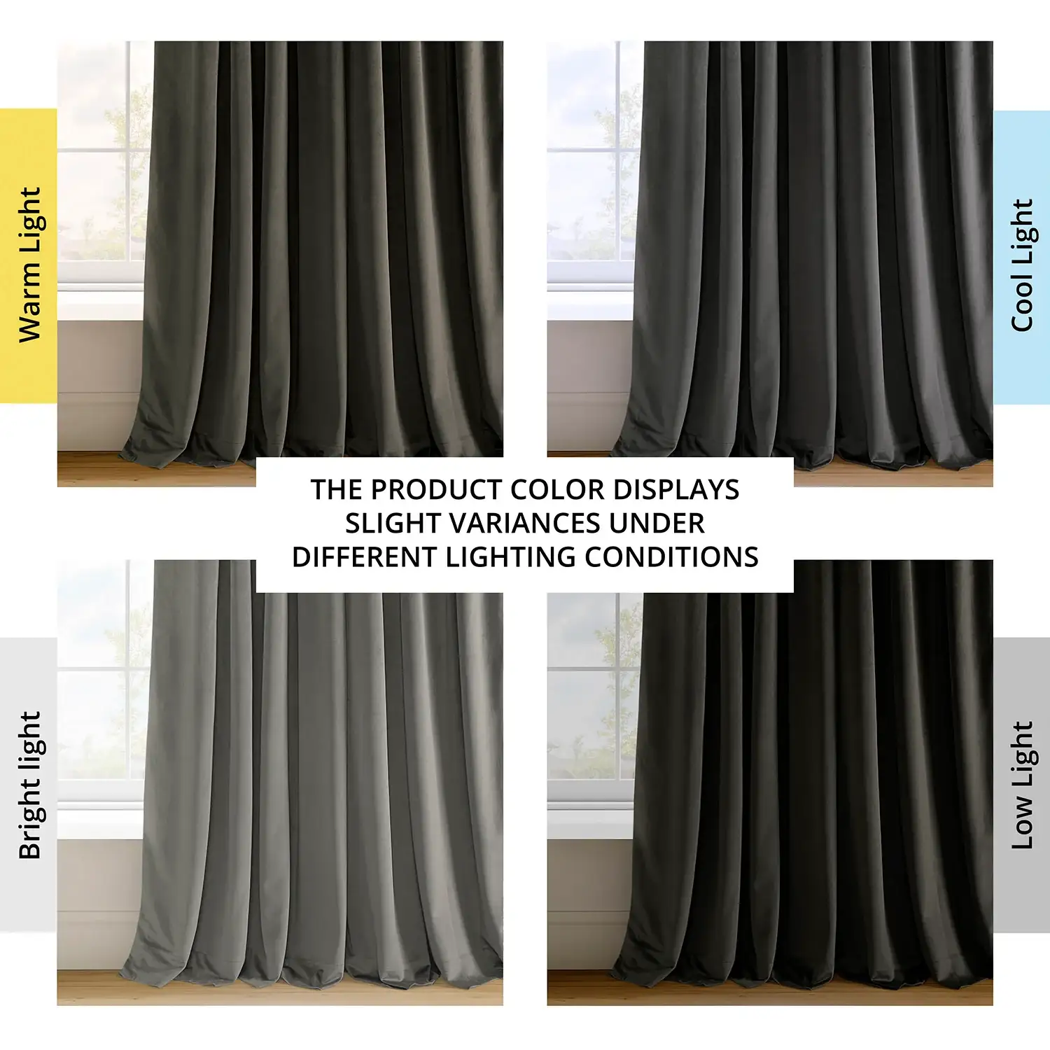 Gunmetal Grey Signature Velvet Blackout Curtain - Image 7
