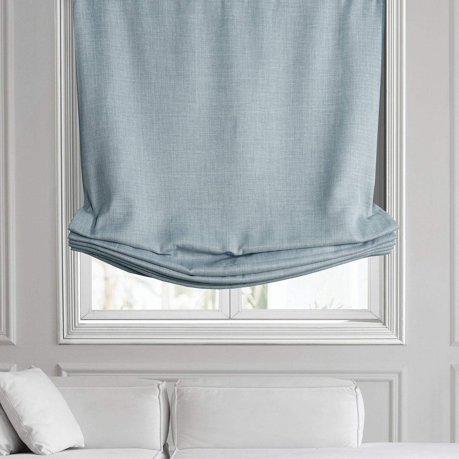 Heather Grey Textured Faux Linen Roman Shade - Image 2
